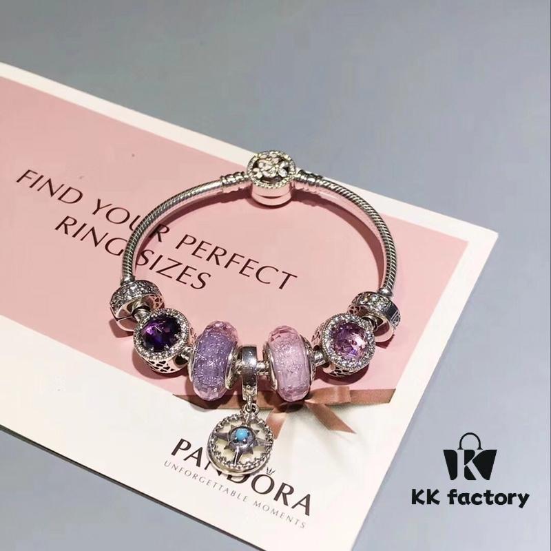 692fe1e199f2d84055c8bb7c Pandora Imitation Level: Two-Tone Romantic Pink-Purple North Star New Arrival! Silver Wire with Pink-Purple Faceted Glass, Sparkling Pink-Purple Cat's Eye, North Star Pendant, S925 Silver with Original Retail Packaging!