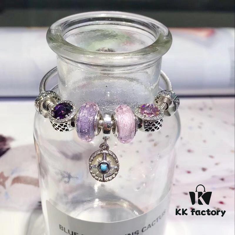 692fe1e299f2d84055c8bb7d Pandora Imitation Level: Two-Tone Romantic Pink-Purple North Star New Arrival! Silver Wire with Pink-Purple Faceted Glass, Sparkling Pink-Purple Cat's Eye, North Star Pendant, S925 Silver with Original Retail Packaging!