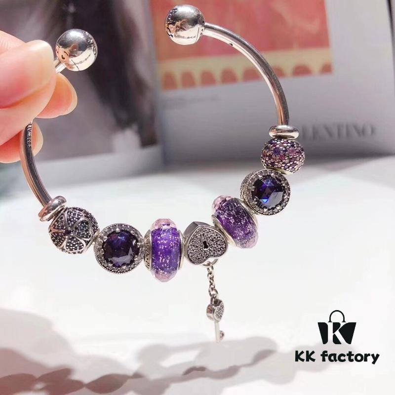 692fe1e999f2d84055c8bb90 Pandora Purple Sparkling Diamond Heart Key Pendant - New Arrival