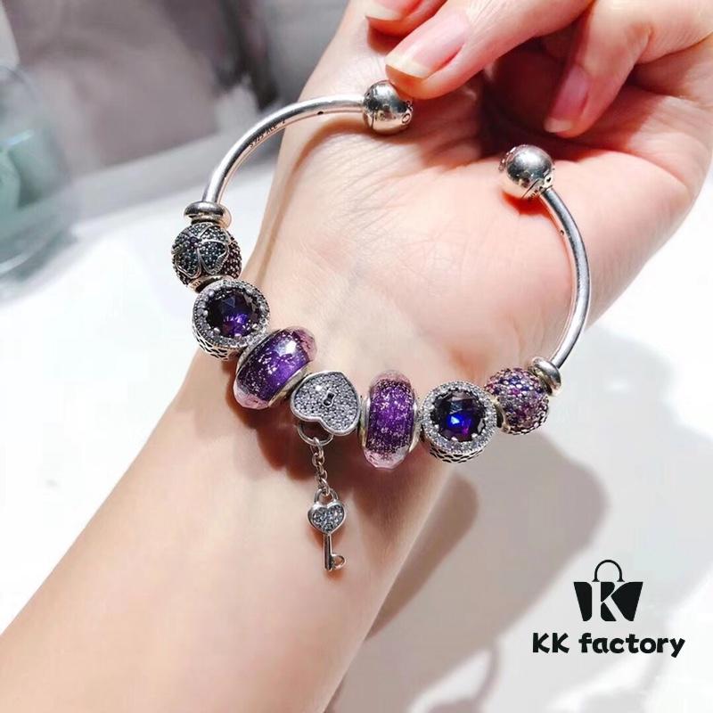 692fe1ea99f2d84055c8bb93 Pandora Purple Sparkling Diamond Heart Key Pendant - New Arrival