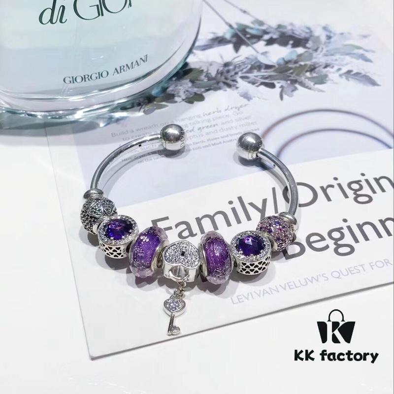692fe1eb99f2d84055c8bb94 Pandora Purple Sparkling Diamond Heart Key Pendant - New Arrival