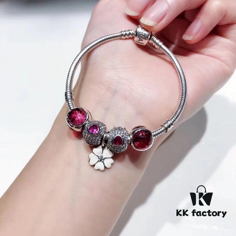 692fe1ef99f2d84055c8bb9c Pandora Rose Red Sparkling Diamond Flower New Arrival! Sparkling Heart Bead, Three-Sided Rose Cat's Eye, Elegant Flower Pendant, S925 Silver with Original Retail Packaging!