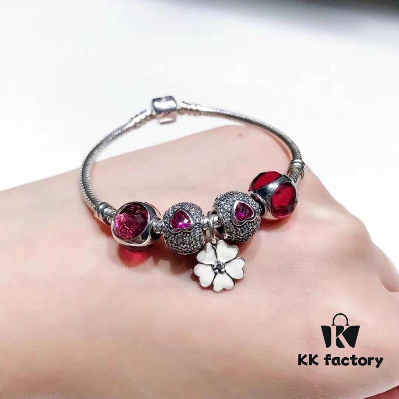 692fe1f099f2d84055c8bb9d Pandora Rose Red Sparkling Diamond Flower New Arrival! Sparkling Heart Bead, Three-Sided Rose Cat's Eye, Elegant Flower Pendant, S925 Silver with Original Retail Packaging!
