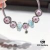 692fe1f099f2d84055c8bb9e Special Offer! Pandora Golden Thread Light Mint Pink Peach Blossom Design Bracelet