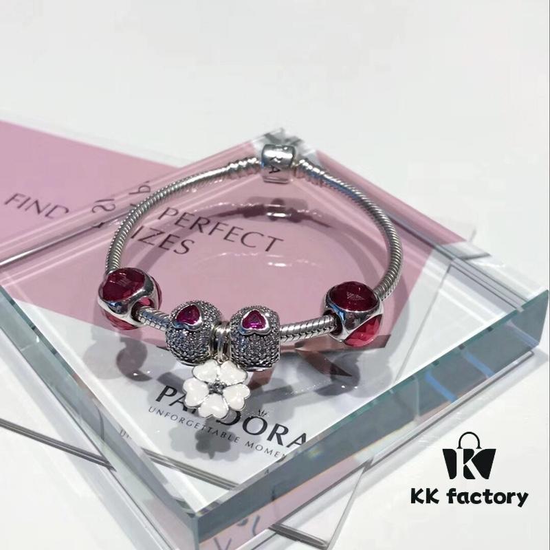 692fe1f199f2d84055c8bb9f Pandora Rose Red Sparkling Diamond Flower New Arrival! Sparkling Heart Bead, Three-Sided Rose Cat's Eye, Elegant Flower Pendant, S925 Silver with Original Retail Packaging!