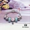 692fe1f399f2d84055c8bba2 Special Offer! Pandora Golden Thread Light Mint Pink Peach Blossom Design Bracelet
