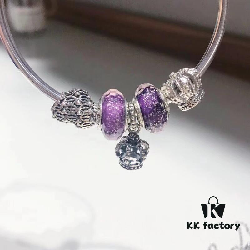 692fe1fc99f2d84055c8bbb5 Pandora Pandora Purple Hollow Crown Crown New Arrival! One-to-one Perfect Craftsmanship with Counter Materials, Quality Comparable to Counter! Brilliant Purple Silver Wire Faceted Glass, Hollow Love Kiss, Crown, S925 Silver with Original Counter Packaging!