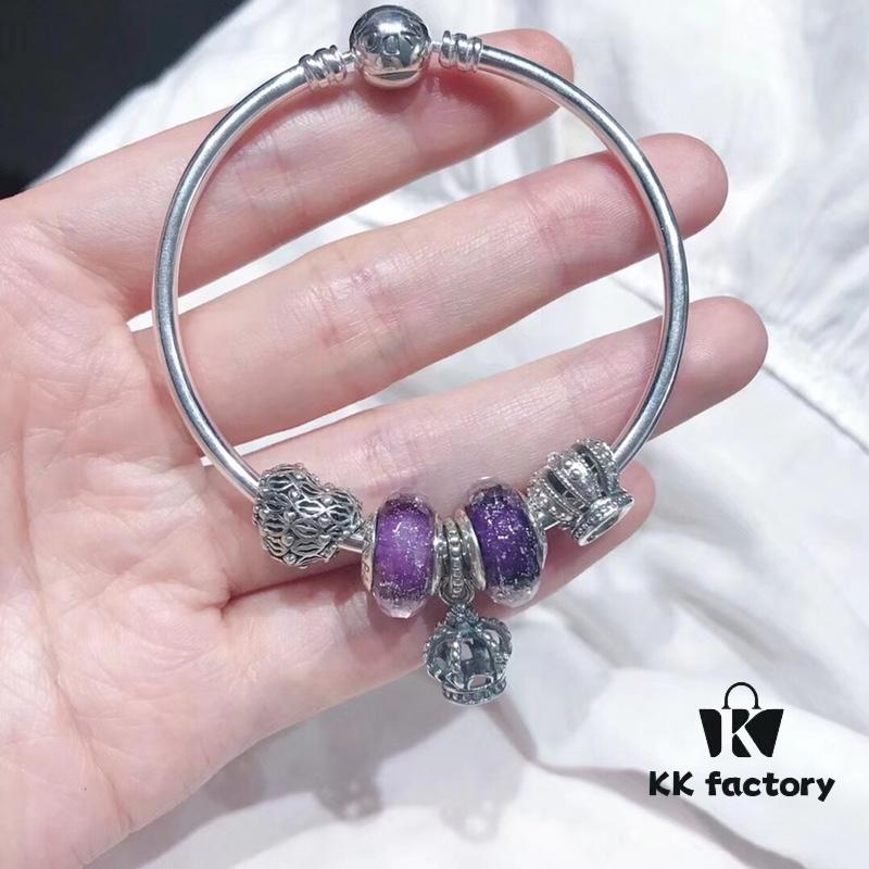692fe1fc99f2d84055c8bbb6 Pandora Pandora Purple Hollow Crown Crown New Arrival! One-to-one Perfect Craftsmanship with Counter Materials, Quality Comparable to Counter! Brilliant Purple Silver Wire Faceted Glass, Hollow Love Kiss, Crown, S925 Silver with Original Counter Packaging!