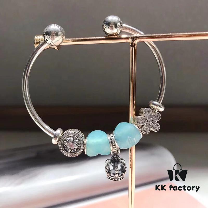 692fe20499f2d84055c8bbc9 Pandora Pandora Mint Heart Crown New Arrival! Faceted Glass Mint Heart, Sparkling Diamond Coin Bead, Diamond Cherry Blossom, Hollow Crown, S925 Silver with Original Packaging