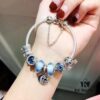 Revival! [Purchasing Level] Pandora New Arrival Blue Galaxy Series! Glow-in-the-Dark Silver Wire Blue Glass Bead, Sparkling Snowflakes, Cross Snowflake, Fairy Tale Pumpkin Carriage, Bow, Custom Made with S925 Sterling Silver, Quality Comparable to Counter Products, Welcome Comparison with Official Counter! Comes with Original Counter Packaging!