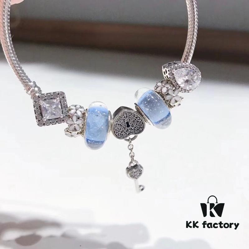692fe21299f2d84055c8bbe2 Pandora Night Glow Blue Sparkling Diamond Key Pendant Necklace – New Arrival, Premium Replication with Authentic Materials