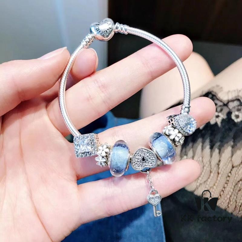 692fe21399f2d84055c8bbe3 Pandora Night Glow Blue Sparkling Diamond Key Pendant Necklace – New Arrival, Premium Replication with Authentic Materials