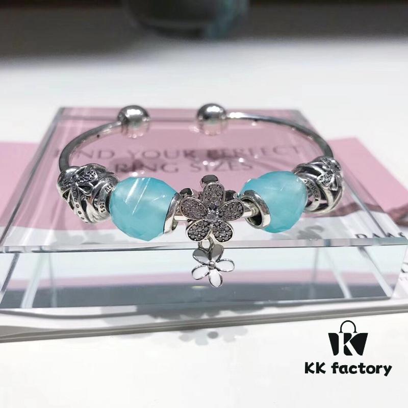 692fe21599f2d84055c8bbe9 Pandora Mint Heart Sparkling Diamond Daisy New Arrival! Fresh Mint Faceted Heart Glass, Hollow Dreamy Dragonfly Bead, Sparkling Diamond Daisy Pendant, S925 Silver with Boutique Packaging!