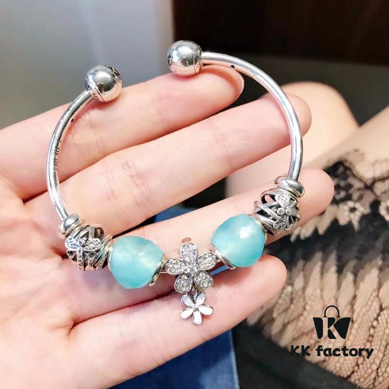 692fe21699f2d84055c8bbeb Pandora Mint Heart Sparkling Diamond Daisy New Arrival! Fresh Mint Faceted Heart Glass, Hollow Dreamy Dragonfly Bead, Sparkling Diamond Daisy Pendant, S925 Silver with Boutique Packaging!