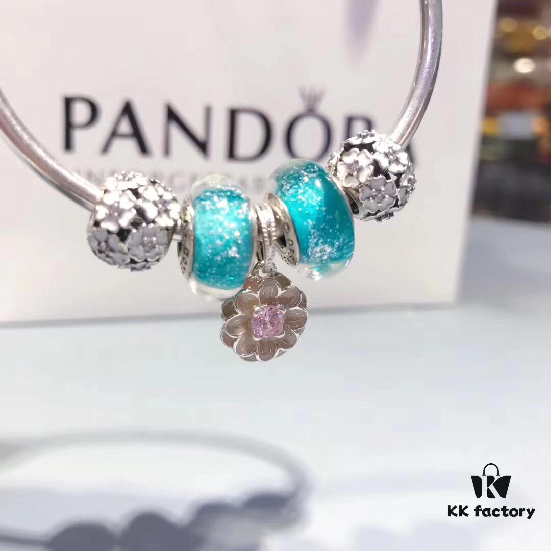 692fe22a99f2d84055c8bc0a Pandora Night Glow Mint Pink Diamond Flower Blossom Pendant - New Arrival