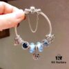 Revival! [Purchasing Level] Pandora New Arrival Blue Galaxy Series! Glow-in-the-Dark Silver Wire Blue Glass Bead, Sparkling Snowflakes, Cross Snowflake, Fairy Tale Pumpkin Carriage, Bow, Custom Made with S925 Sterling Silver, Quality Comparable to Counter Products, Welcome Comparison with Official Counter! Comes with Original Counter Packaging!