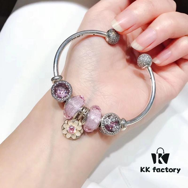 692fe23899f2d84055c8bc2d Pandora Pandora Silver Wire Pink Glitter ✨ Flower 🌺 New Arrival! Highest Quality on Market, Perfectly Crafted with Authentic Counter Materials