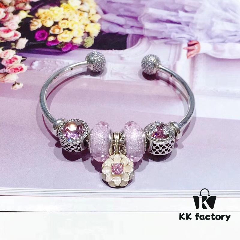 692fe23999f2d84055c8bc2f Pandora Pandora Silver Wire Pink Glitter ✨ Flower 🌺 New Arrival! Highest Quality on Market, Perfectly Crafted with Authentic Counter Materials