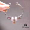 692fe23a99f2d84055c8bc32 Pandora Pandora Silver Wire Pink Glitter ✨ Flower 🌺 New Arrival! Highest Quality on Market, Perfectly Crafted with Authentic Counter Materials