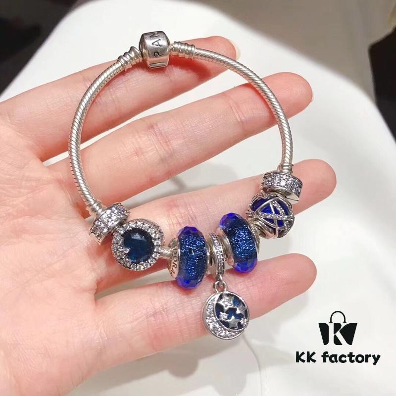 692fe23b99f2d84055c8bc35 Pandora Pandora Silver Blue Night Sky 🌃 New Arrival! Highest Quality on Market, Compatible with Official Store Cleaning! Made with Cabinet Materials for Perfect 1:1 Replication! Imported Original Thai Silver Wire Iridescent Blue Glass, Sparkling ✨ Snowflakes ❄️, Galaxy 🌌 Vortex, Rhinestone Clasp, Night Sky Pendant, S925 Silver with Official Packaging! 🍃🌺
