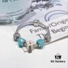 Pandora Fresh Mint Heart Pink Flower Charm