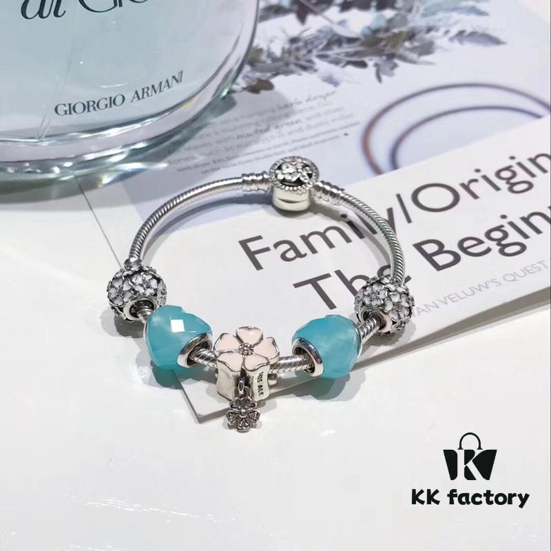 Pandora Fresh Mint Heart Pink Flower Charm