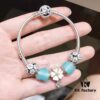 Pandora Fresh Mint Heart Pink Flower Charm