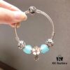 Pandora Fresh Mint Heart Pink Flower Charm