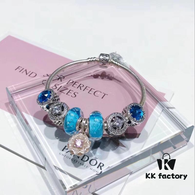 692fe25c99f2d84055c8bc81 Pandora Bubble Blue Flower Cherry Blossom New Arrival! 1:1 Perfect Craftsmanship with Counter Materials, Bubble Blue Glass, Wealth Coin Charm, Heart of the Ocean, Pink Diamond Flower Pendant, S925 Silver with Original Packaging