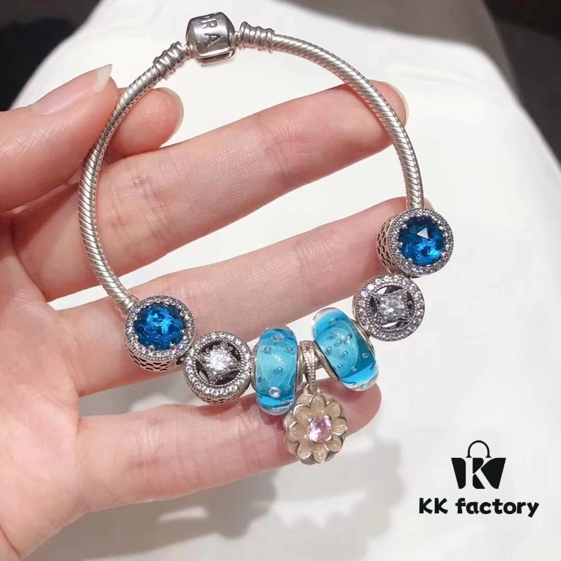 692fe25c99f2d84055c8bc82 Pandora Bubble Blue Flower Cherry Blossom New Arrival! 1:1 Perfect Craftsmanship with Counter Materials, Bubble Blue Glass, Wealth Coin Charm, Heart of the Ocean, Pink Diamond Flower Pendant, S925 Silver with Original Packaging