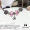 692fe25f99f2d84055c8bc88 Pandora Silver Pink Elegant Orchid New Arrival! Silver pink faceted glass beads, heart spacer bead, elegant orchid pendant, sparkling diamond-like snowflake charm, S925 silver with official boutique packaging!