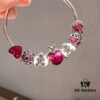 692fe26099f2d84055c8bc8d Pandora Disney Limited Edition Cute Mickey Heart Pink Enamel Murano Glass Bead Silver Bracelet