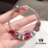 692fe26299f2d84055c8bc91 Pandora Disney Limited Edition Cute Mickey Heart Pink Enamel Murano Glass Bead Silver Bracelet