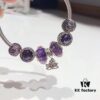 692fe26599f2d84055c8bc98 Pandora Imitation Level Purple Calm Lotus New Arrival! Silver Wire Purple Faceted Glass, Deep Purple Shiny Heart, Calm Lotus Design, S925 Silver with Original Packaging