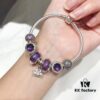 692fe27299f2d84055c8bcb9 Pandora Imitation Level Purple Calm Lotus New Arrival! Silver Wire Purple Faceted Glass, Deep Purple Shiny Heart, Calm Lotus Design, S925 Silver with Original Packaging