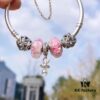 692fe29899f2d84055c8bcfd Pandora Cute Peach Blossom Sparkling Pendant Necklace - S925 Silver, Luminous Enamel Flower, Diamond-Cut Star Bead, Heart Safety Chain, Pacifier Charm, Box Chain Design