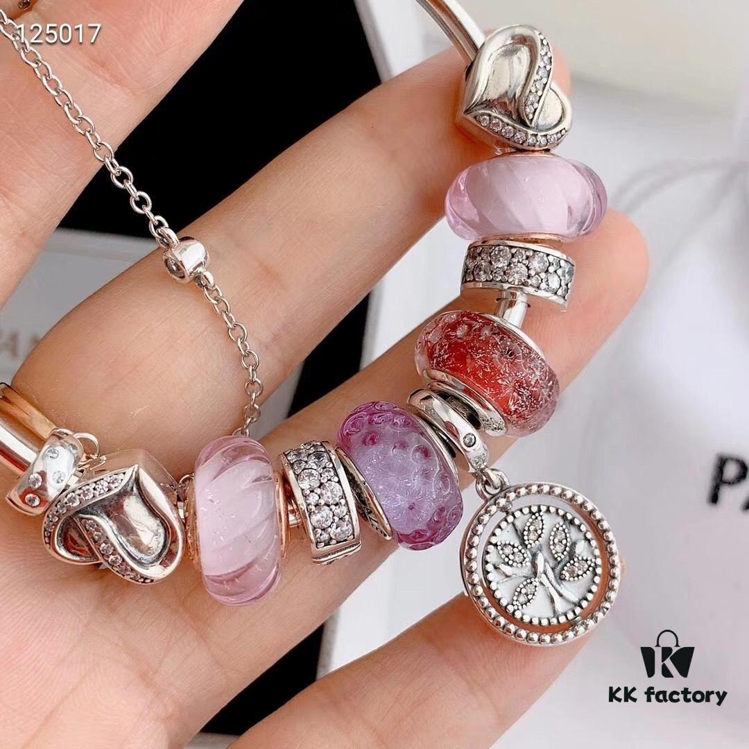 692fe2c599f2d84055c8bd5f 2020 Pandora Newest 'Lavender' Wave-shaped Murano Glass Bead Bracelet Set