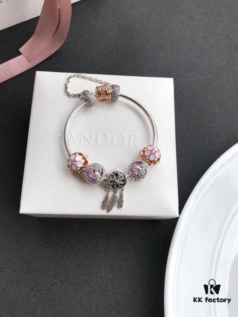 692fe2c999f2d84055c8bd69 Pandora • Peach Blossom Series • Genuine 925 Sterling Silver Handcrafted Bracelet with Enamel and Imported Sparkling Zirconia