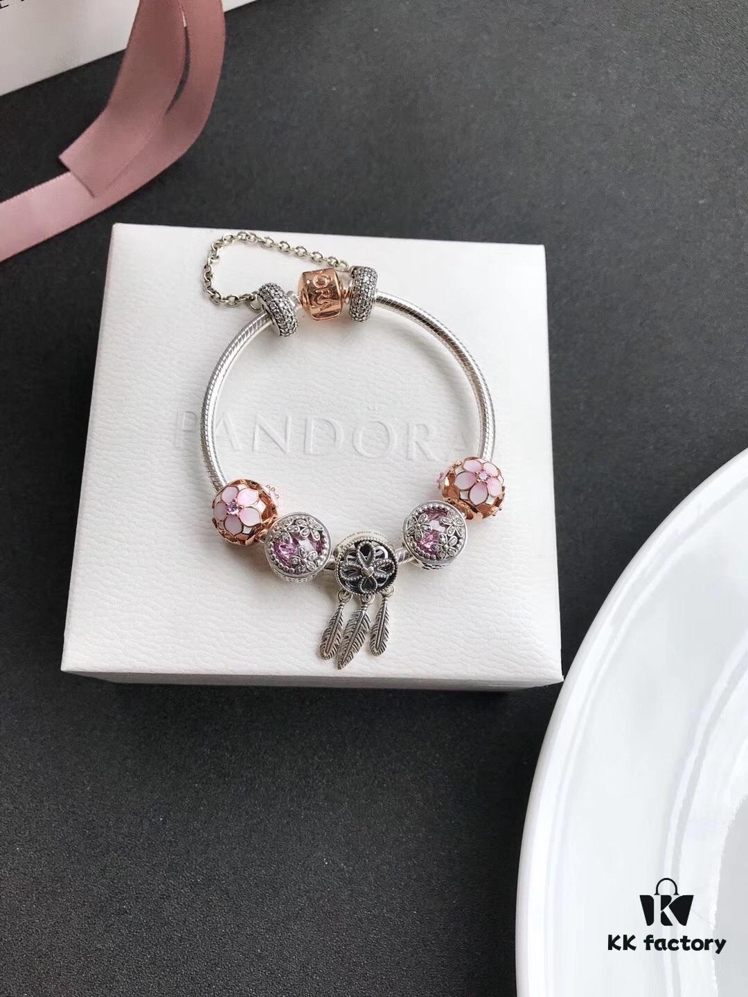 692fe2c999f2d84055c8bd69 Pandora • Peach Blossom Series • Genuine 925 Sterling Silver Handcrafted Bracelet with Enamel and Imported Sparkling Zirconia