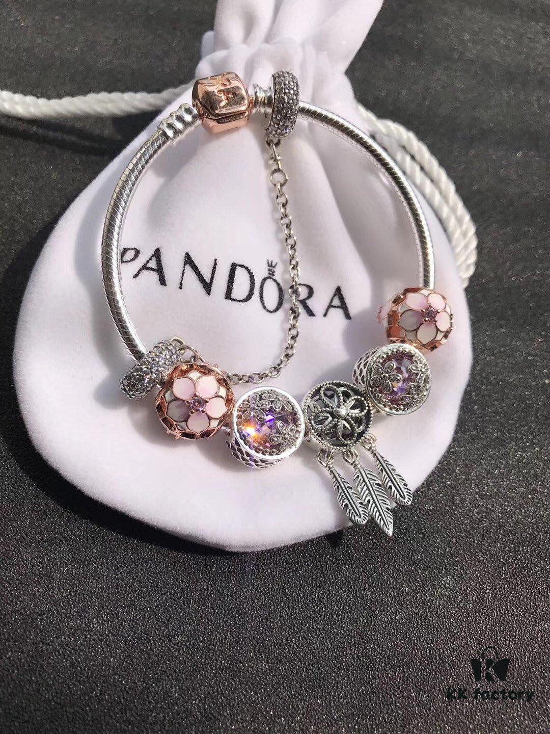 692fe2ca99f2d84055c8bd6b Pandora • Peach Blossom Series • Genuine 925 Sterling Silver Handcrafted Bracelet with Enamel and Imported Sparkling Zirconia
