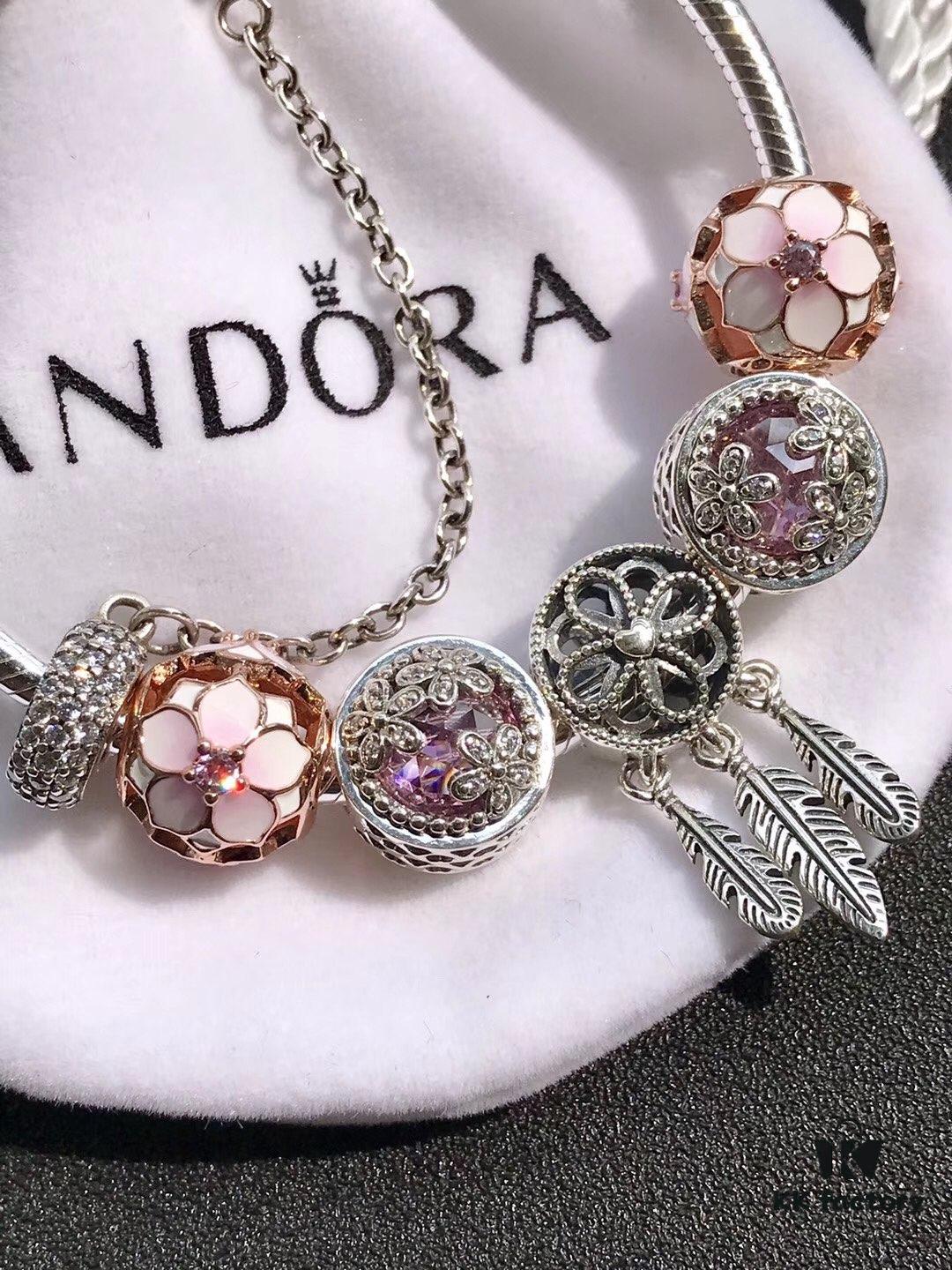 692fe2ca99f2d84055c8bd6c Pandora • Peach Blossom Series • Genuine 925 Sterling Silver Handcrafted Bracelet with Enamel and Imported Sparkling Zirconia