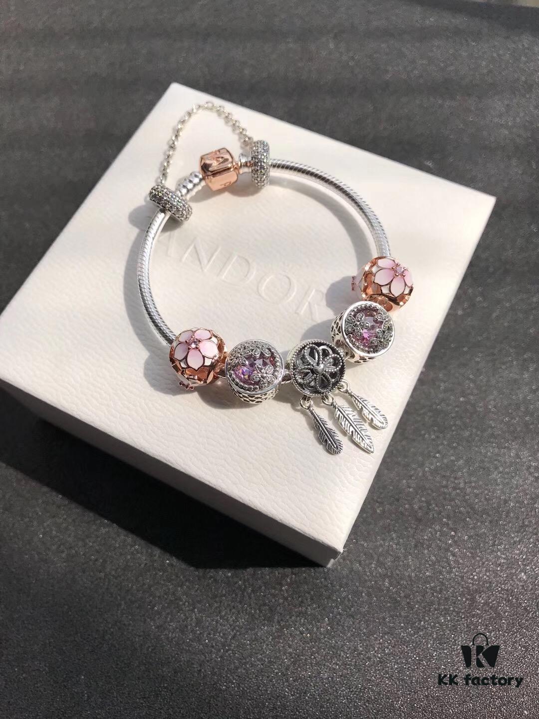 692fe2cb99f2d84055c8bd6d Pandora • Peach Blossom Series • Genuine 925 Sterling Silver Handcrafted Bracelet with Enamel and Imported Sparkling Zirconia
