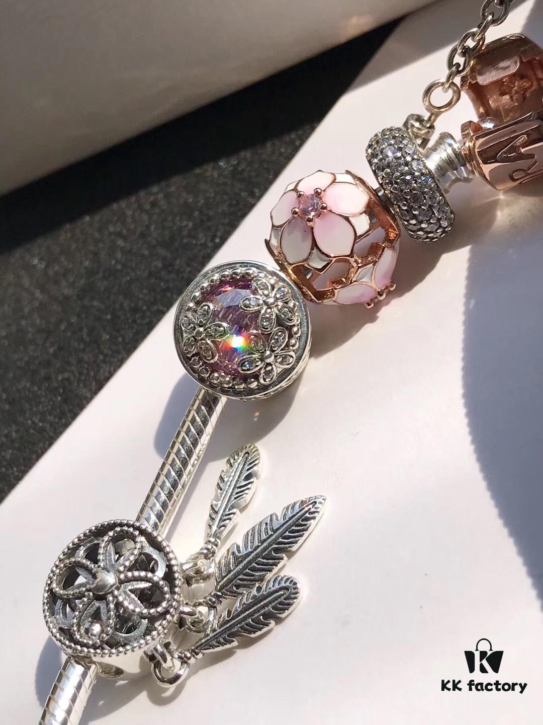 692fe2cb99f2d84055c8bd6e Pandora • Peach Blossom Series • Genuine 925 Sterling Silver Handcrafted Bracelet with Enamel and Imported Sparkling Zirconia