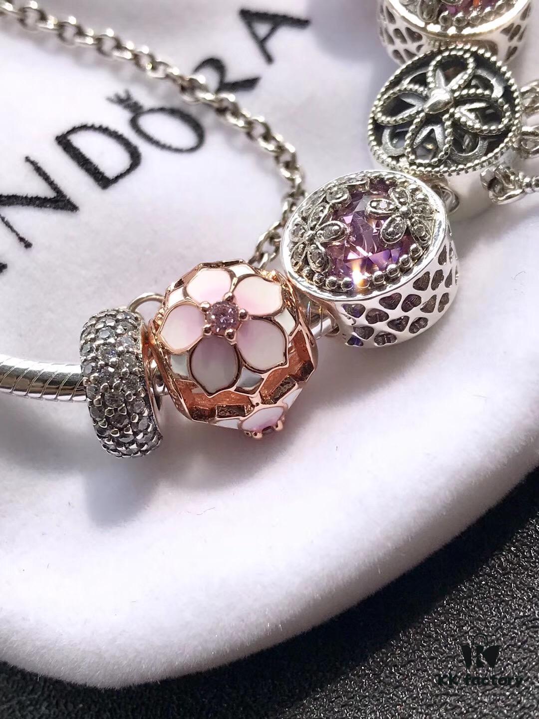 692fe2ce99f2d84055c8bd74 Pandora • Peach Blossom Series • Genuine 925 Sterling Silver Handcrafted Bracelet with Enamel and Imported Sparkling Zirconia