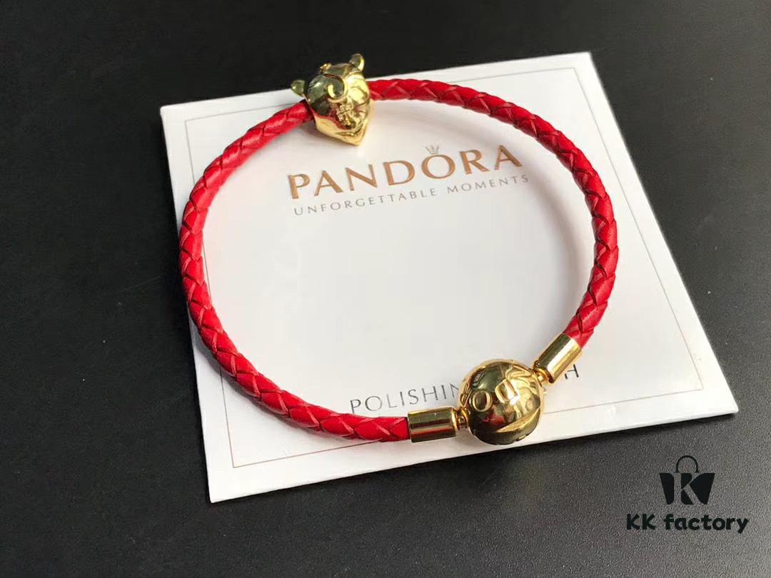 692fe2ce99f2d84055c8bd75 Pandora New Year of the Rat Red String Bracelet, Customizable Size, 18K Gold Plated Copper-Silver Alloy