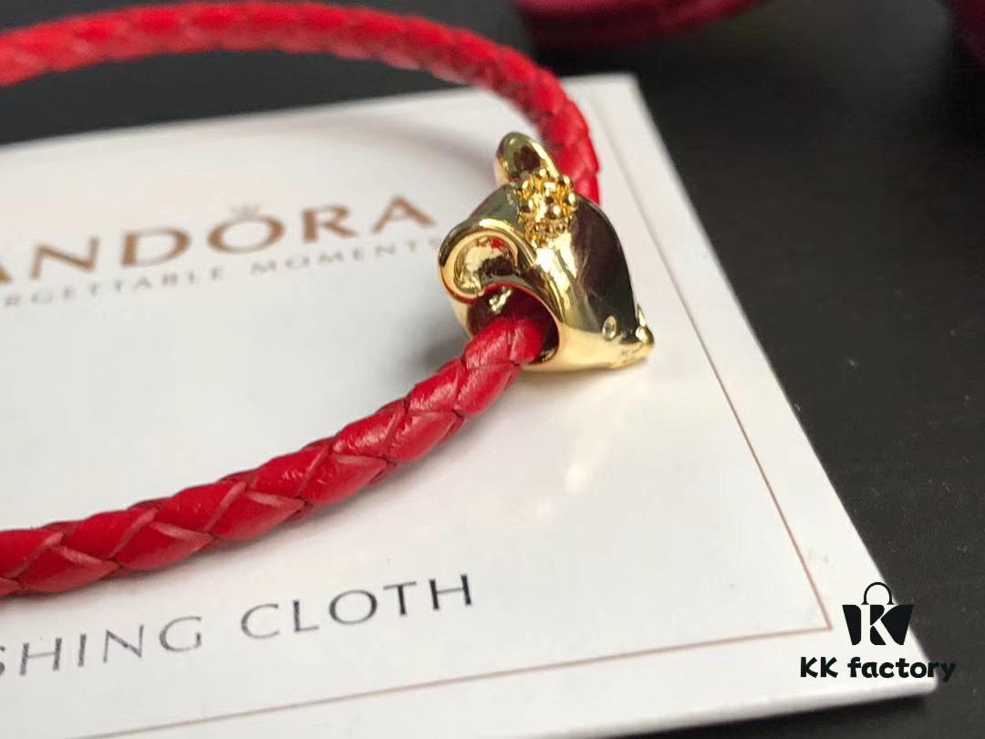 692fe2d599f2d84055c8bd85 Pandora New Year of the Rat Red String Bracelet, Customizable Size, 18K Gold Plated Copper-Silver Alloy
