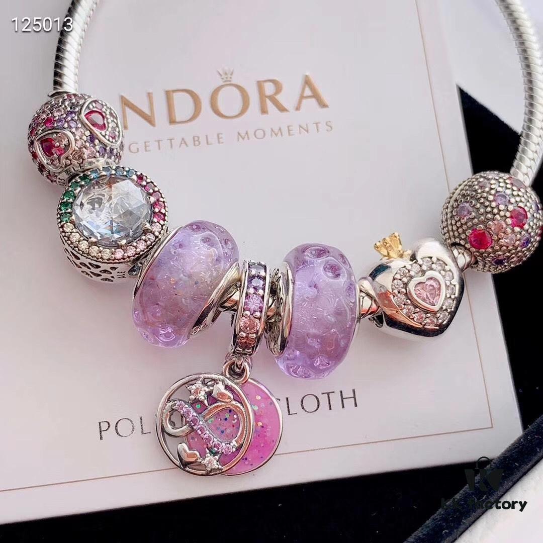 692fe2df99f2d84055c8bd9a 2020 Pandora Newest 'Lavender' Wave-shaped Murano Glass Bead Bracelet Set