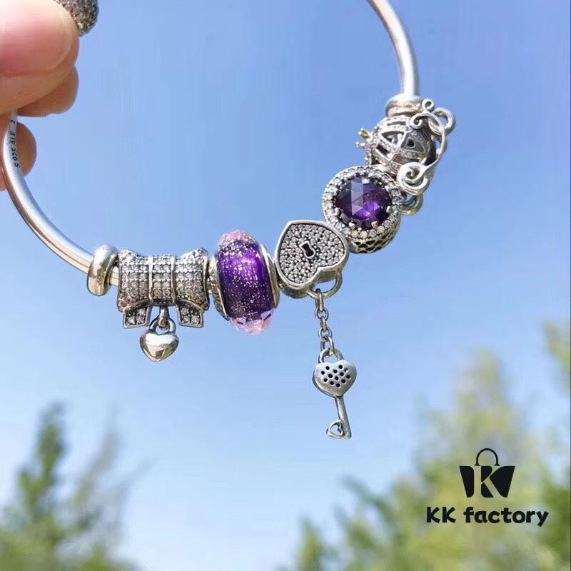 692fe2f999f2d84055c8bdc3 Pandora Pandora Sparkling Purple Heart Key 🔑 New Arrival! Made with counter materials, one-to-one perfect craftsmanship, quality comparable to official store products!