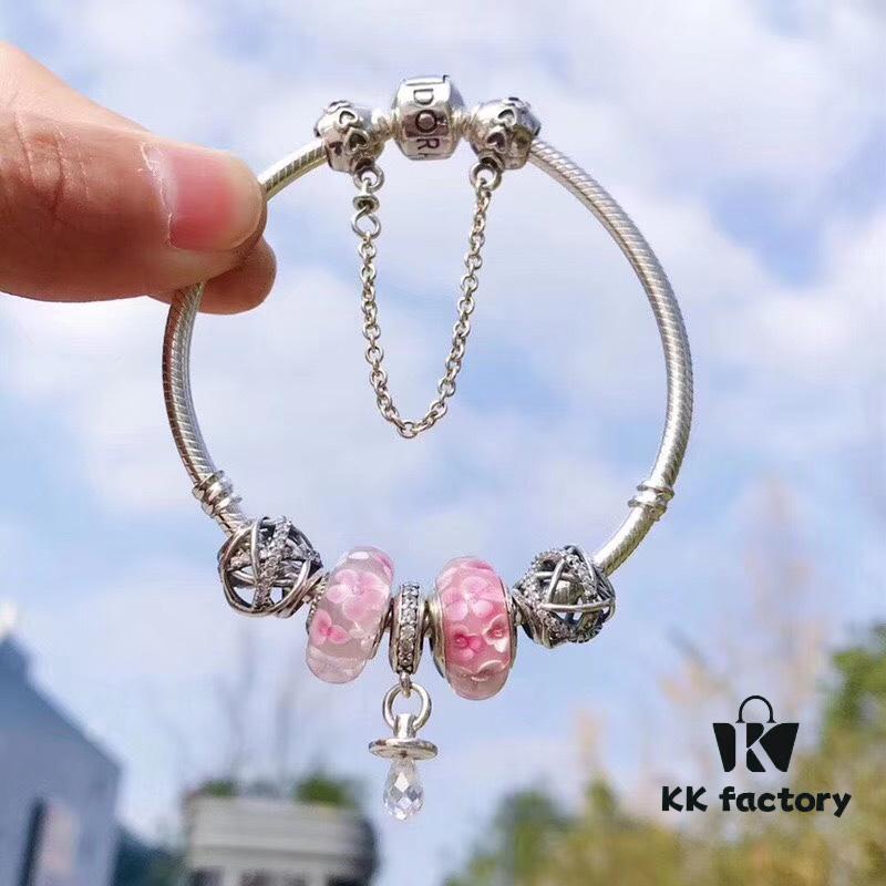 692fe30199f2d84055c8bdcc Pandora Cute Peach Blossom Rattle Cherry Design Baby Bottle Pendant Necklace – Authentic Counter Material, 1:1 Perfect Craftsmanship, S925 Silver with Official Packaging