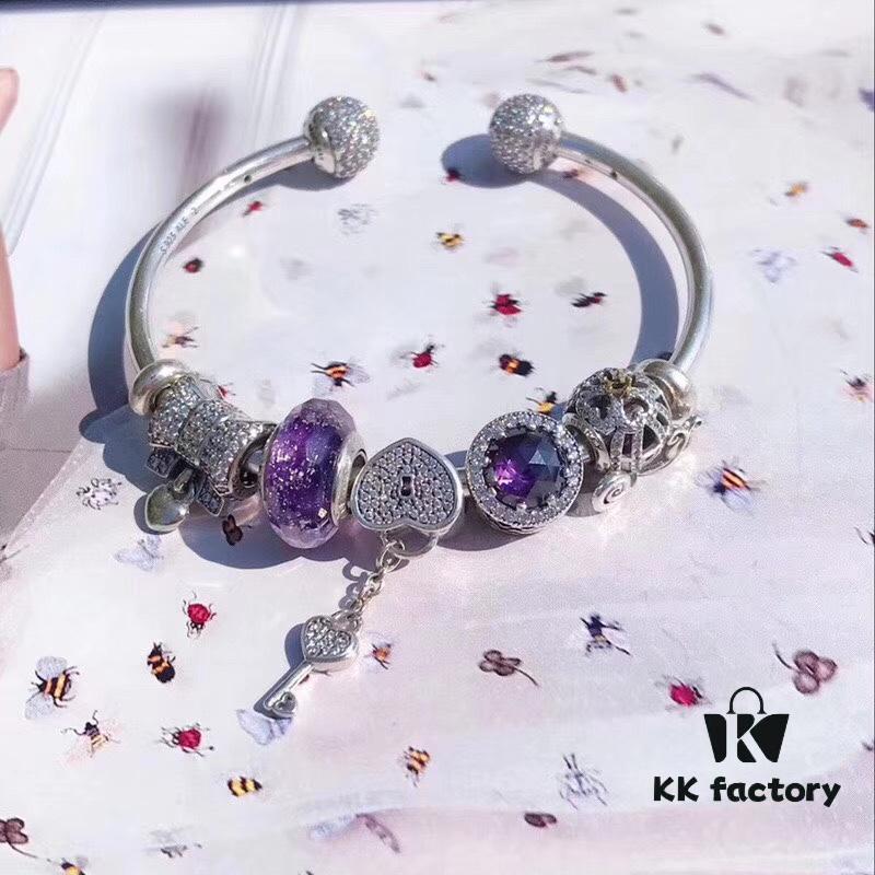 692fe31399f2d84055c8bddb Pandora Pandora Sparkling Purple Heart Key 🔑 New Arrival! Made with counter materials, one-to-one perfect craftsmanship, quality comparable to official store products!